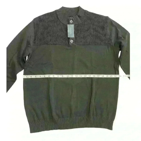 Club Room Mens Button Mock Neck Sweater Size L Deep Black - Picture 9 of 10